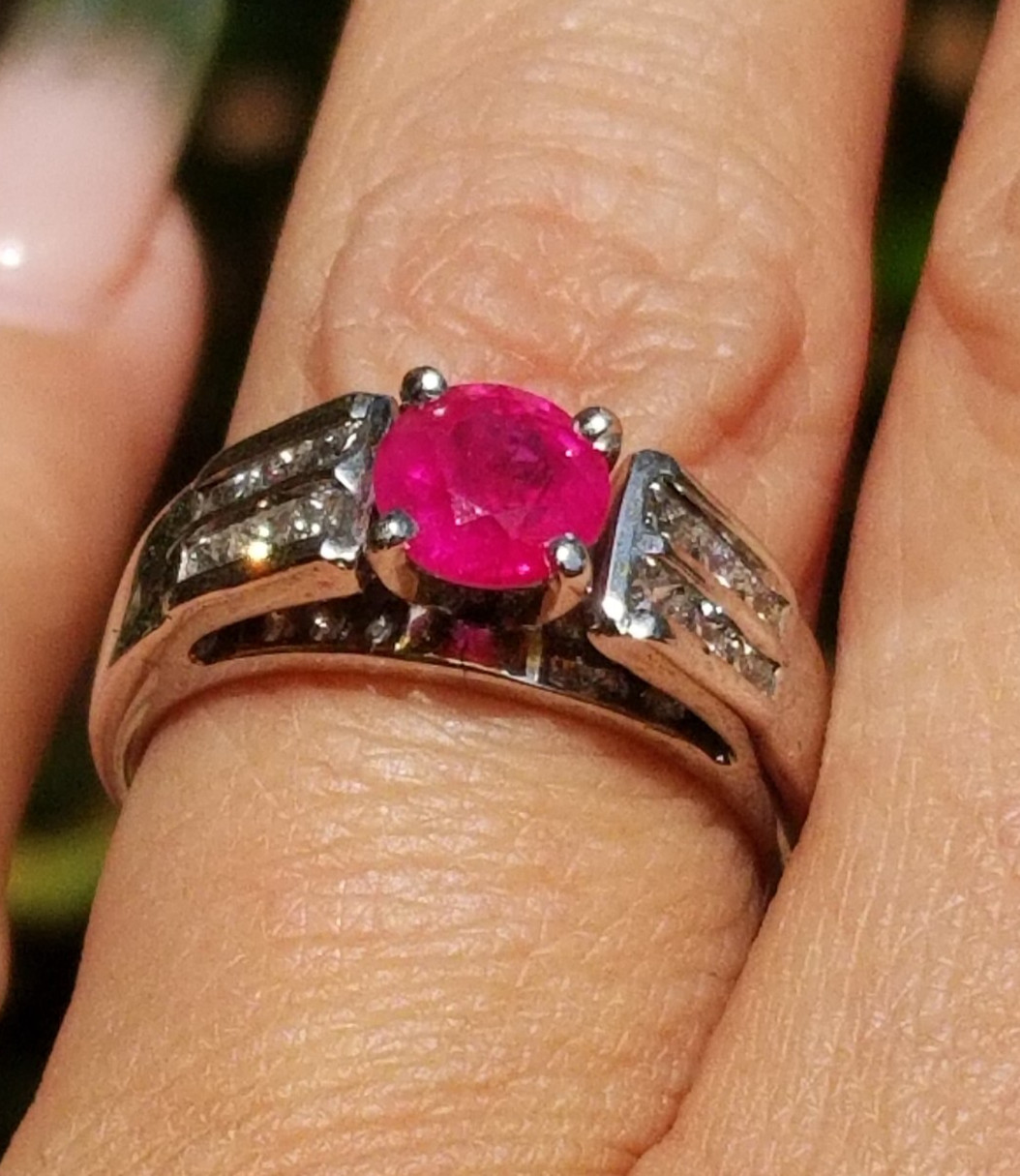 Beautiful Bright Round Ruby Princess Diamond 14k … - image 8