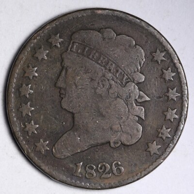 1826 Classic Head Half Cent CHOICE FINE+ E100 QFA