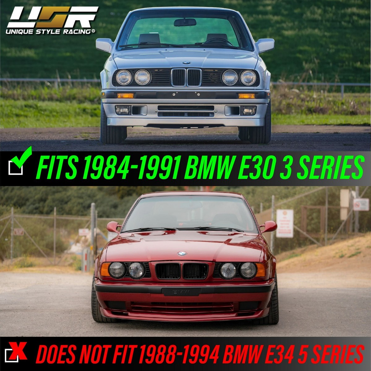 BMW E30 Euro Smiley Headlight to US High Beam Wire Adapters x2