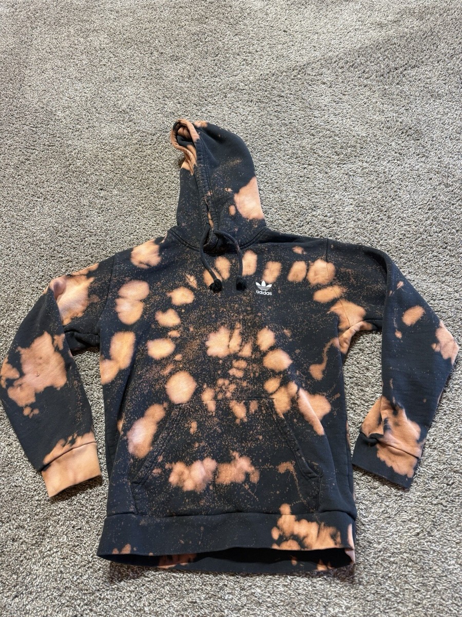 Adidas Mens Hoodie Pullover Size Small Bleach Dyed Black Distress FLAW -  1525 | eBay