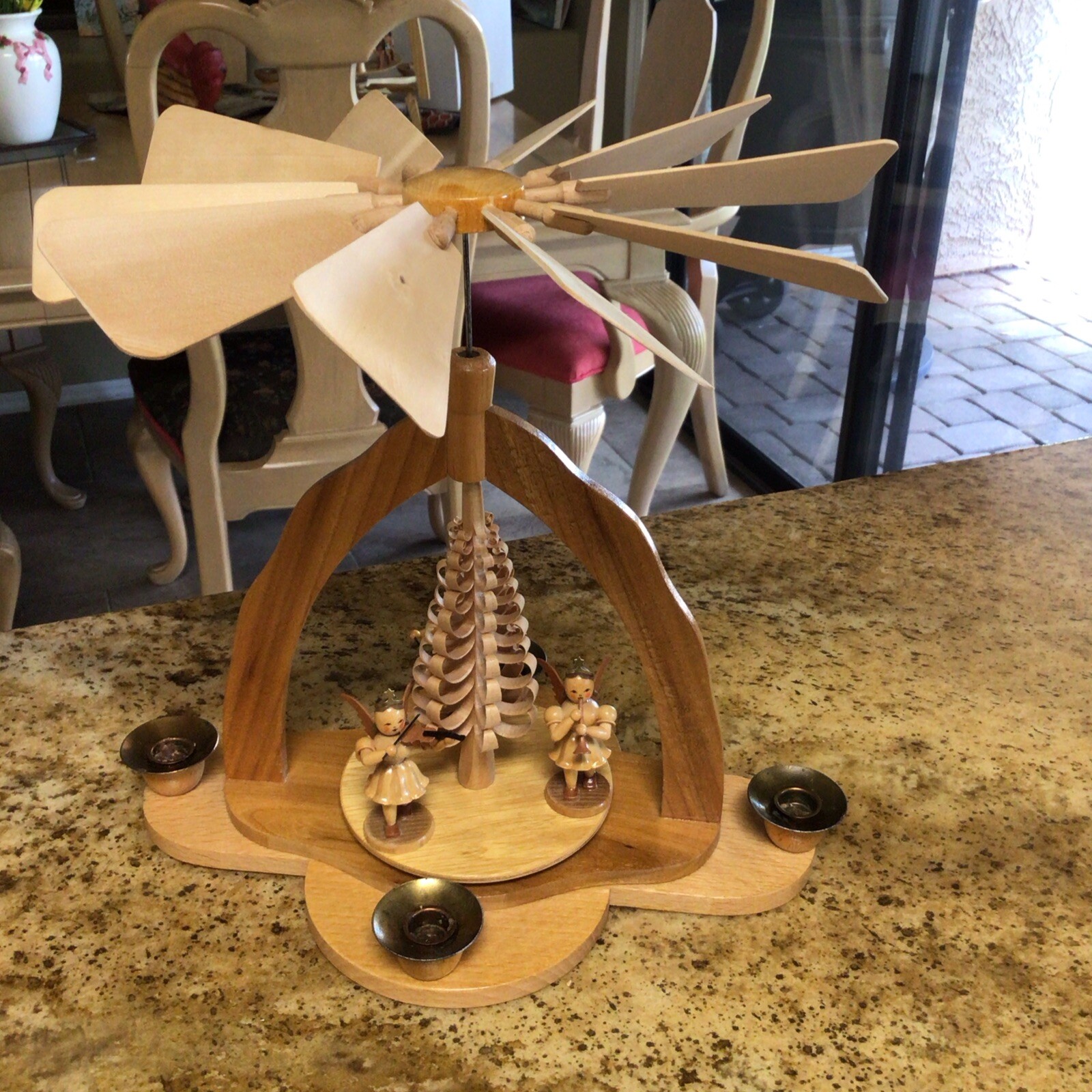 Vintage Wooden Christmas Pyramid Candle CarouselGlockenspiel East