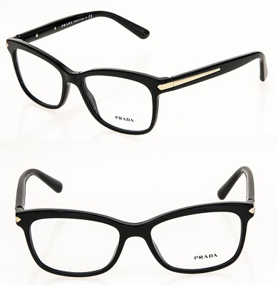 PRADA JOURNAL PR10RV Black Gold Eyeglass Optical Frame Classic Square 55 mm 10R