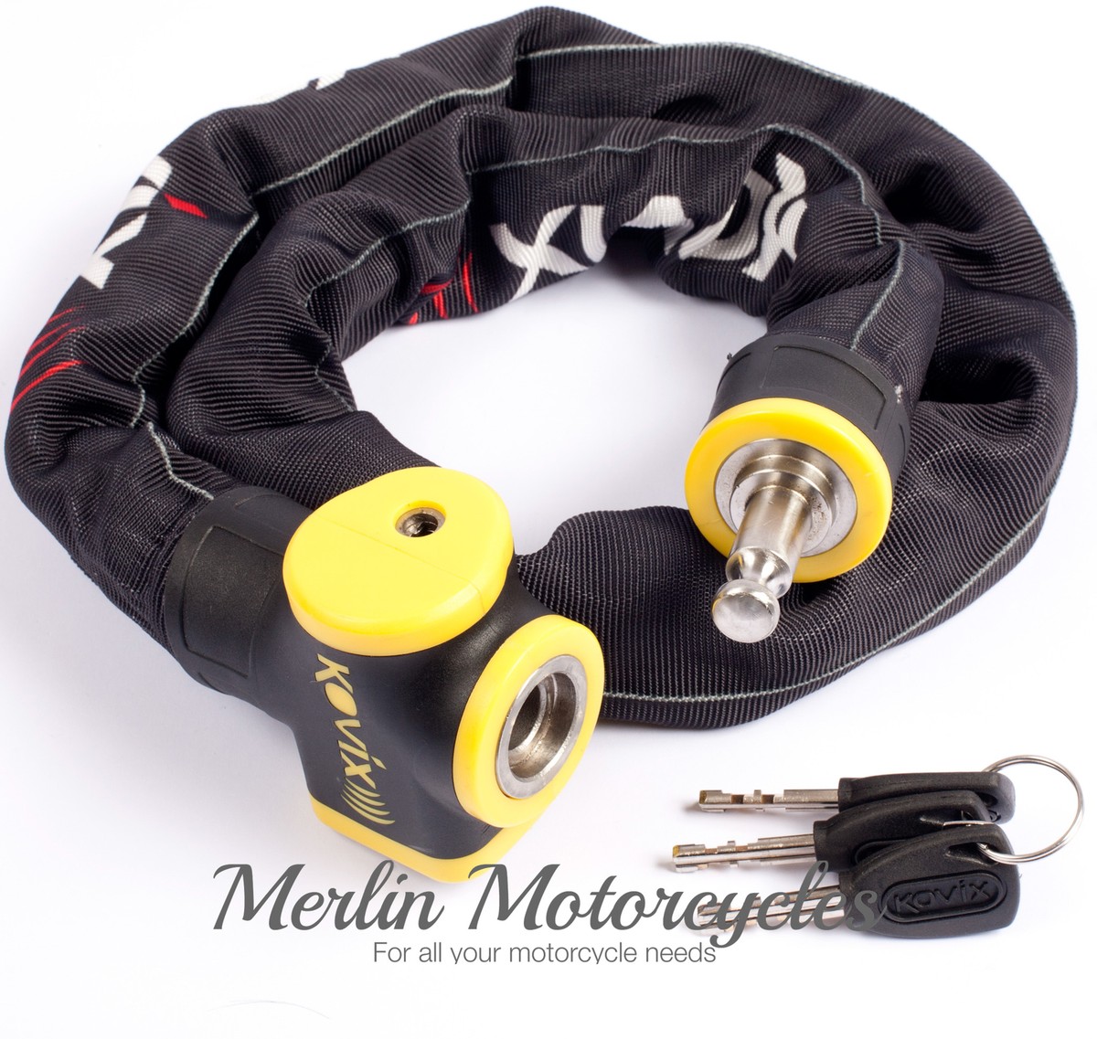 Cadena De Seguridad Con Alarma Kovix, 10mm X 1.5m, Endurecida, Para Moto, Remolque, Caravana O Bicicleta, Incluye 3 Llaves
