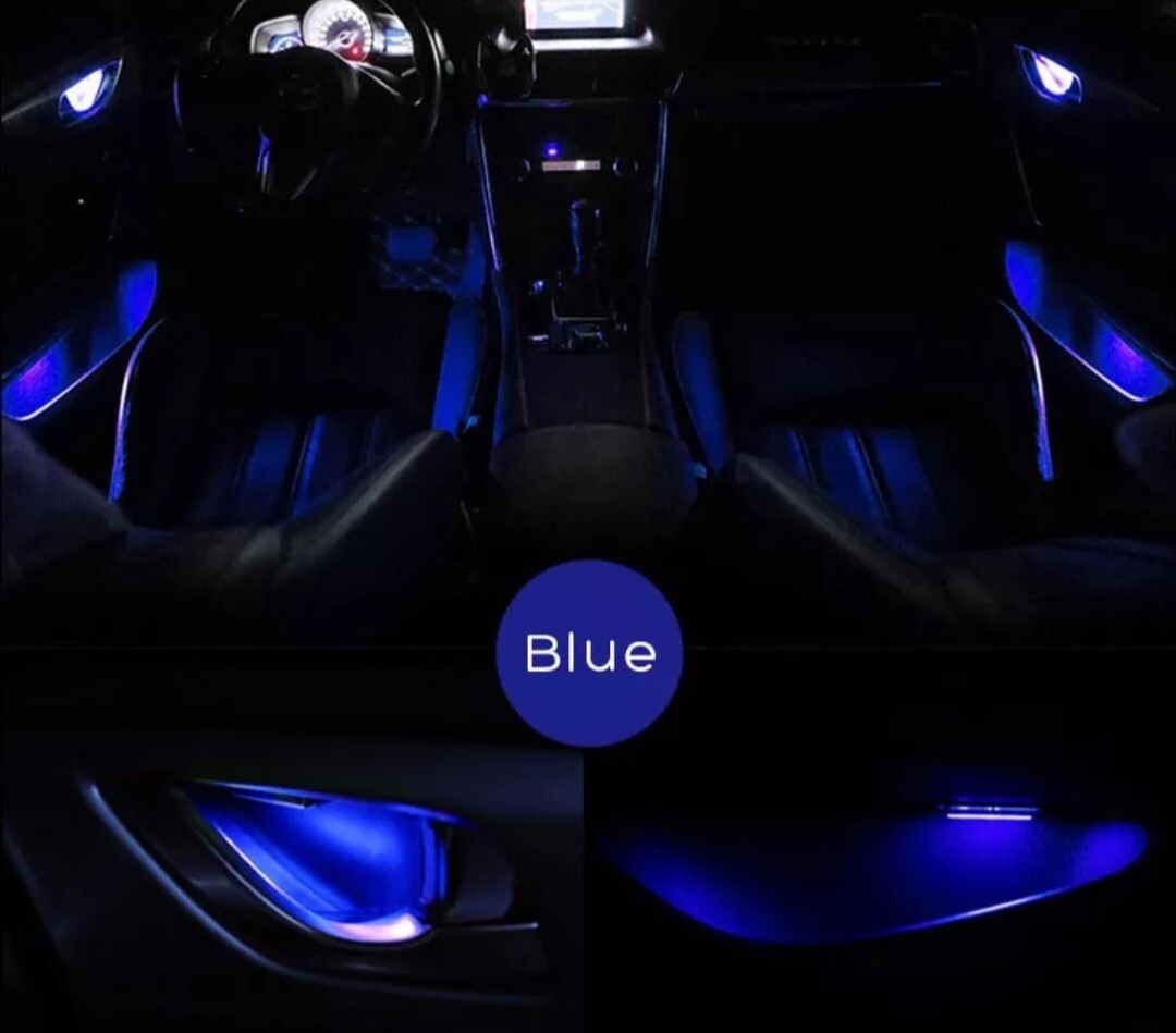 Sarachen INION Striscia Luminosa EL Per Auto 12V - Illuminazione Ambientale Interna Flessibile, Lunghezza 3m, Colore Blu Cristallo, Tagliabile