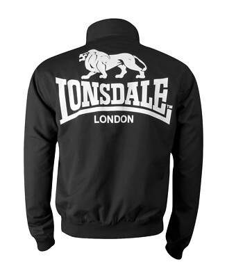 Lonsdale Classic Jacket Acton England UK Style Black Grey Back Logo Slim-Fit