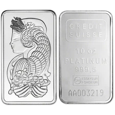 10 oz. Platinum Bar - Random Brand - Secondary Market - 999.5 Fine
