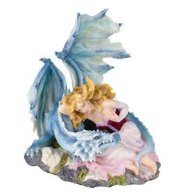 Dekofigur Dragonlove Mädchen mit weißem Drachen Figur Frau Drache 