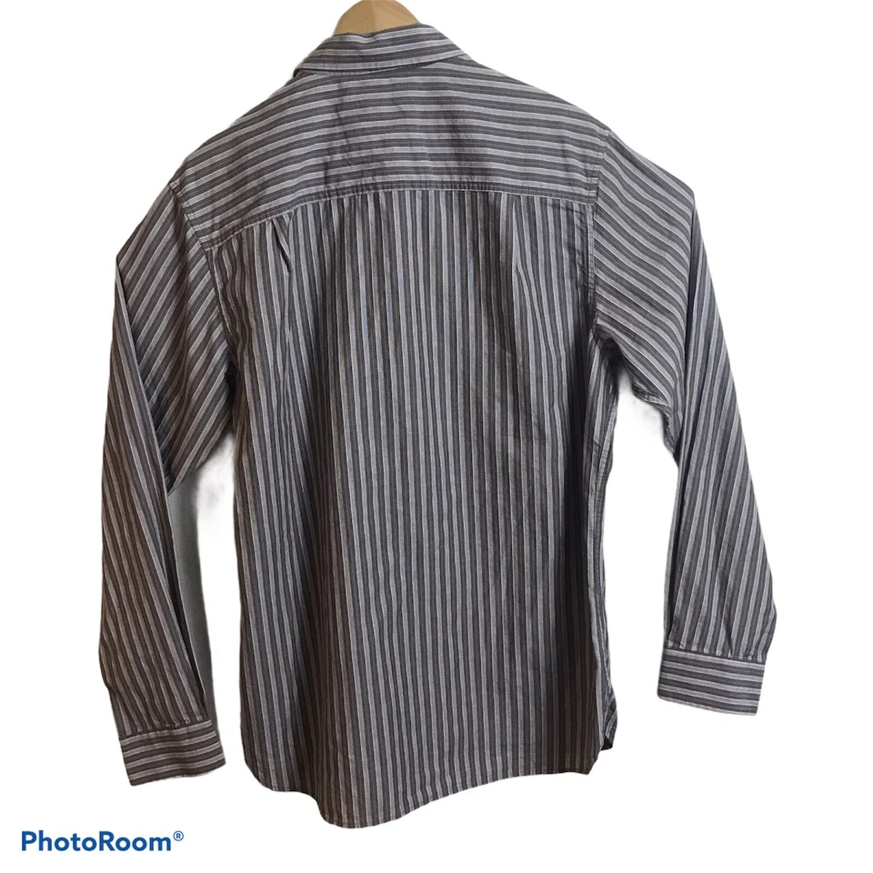 Camisa Timberland Para Hombre Grande Manga Larga Abotonada Marrón Rayas Algodón Bolsillos Foto 4 de 4