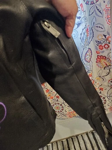 Milwaukee Leather Motorcycle Jacket Sz M Black Purple Embroidered Stars Chaps Lg - Image 3 of 4