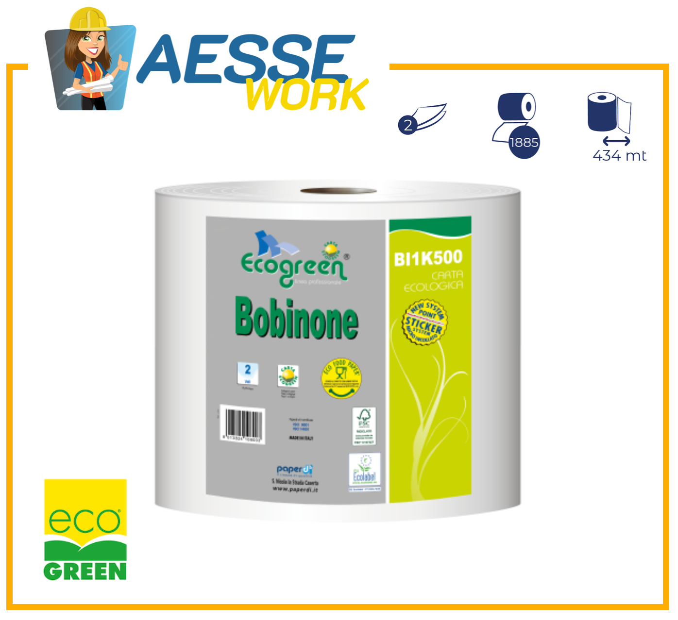 Bobina Rotolone Rotoloni Bobine Carta Industriale In Carta Riciclata 5 Kg.