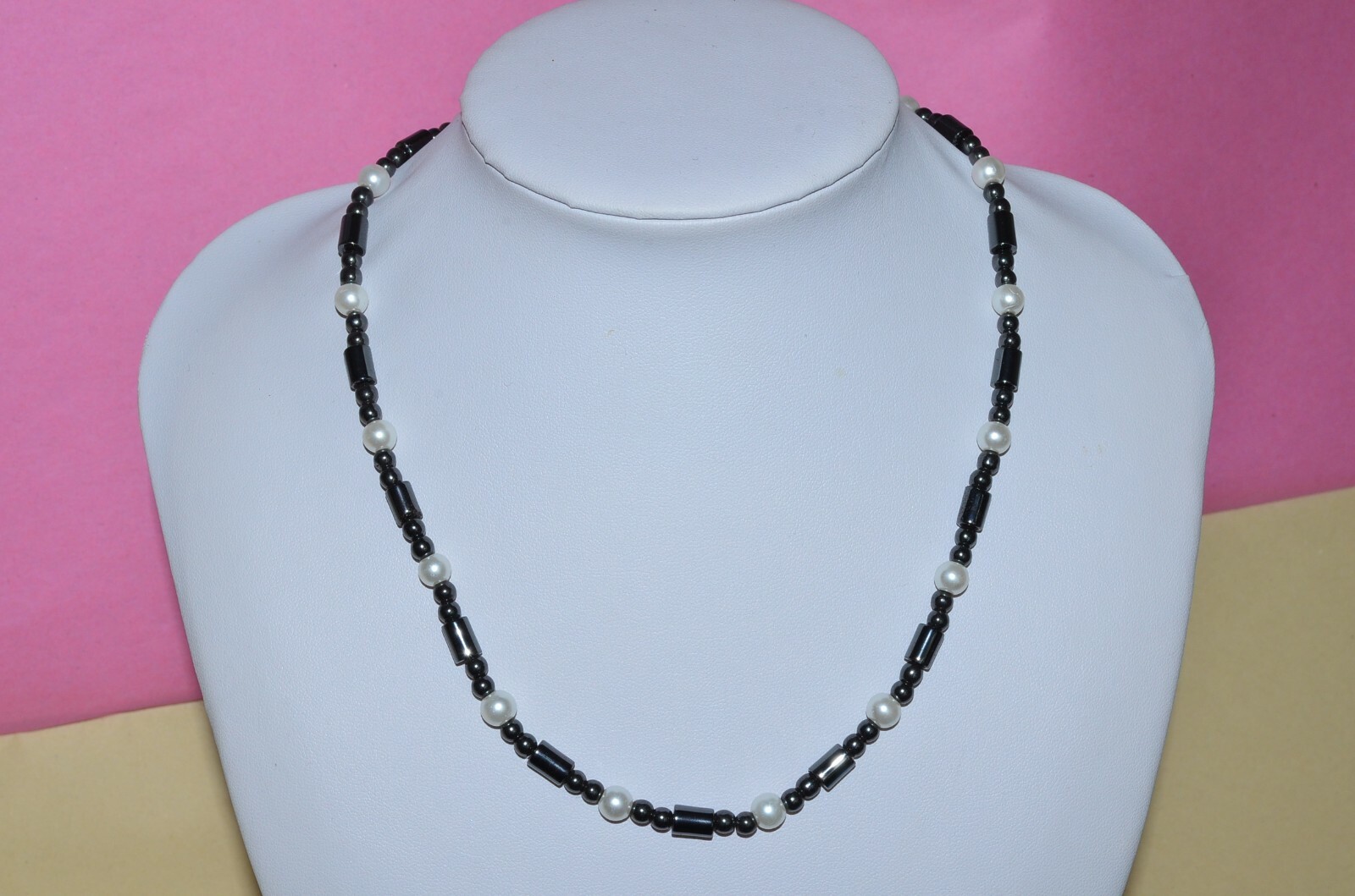 Hematite Bead Statement Necklace Chic Jewelry Hem… - image 2