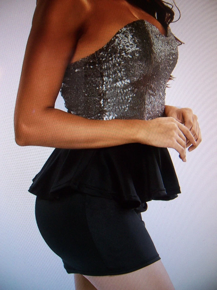 Women's Mini Strapless Party Club Holiday Dress - M - New - Black & Gold - Image 4 of 4