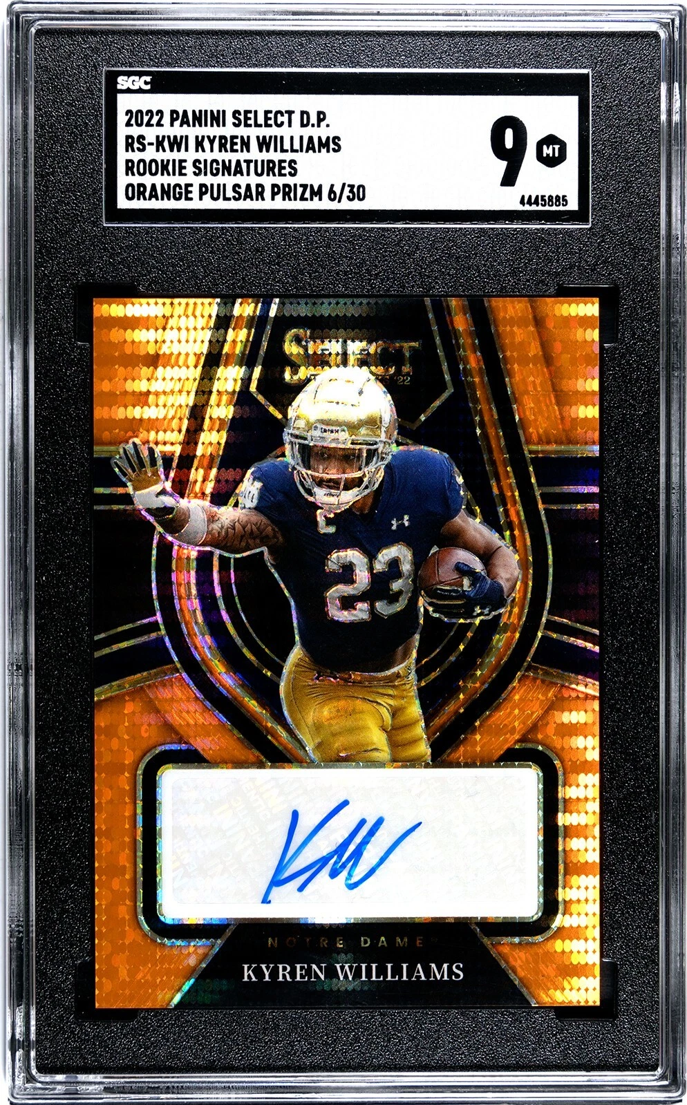 Kyren Williams Panini Select Draft Picks Rookie Signatures #RSKWI Orange Pulsar Prizm