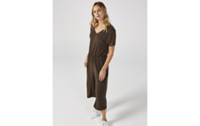 Kim & Co Brazil Jersey Dolman Sleeve Gaucho Jumpsuit with Pockets Deep Taupe med