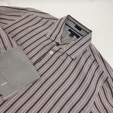 Banana Republic Men's Brown Red French Cuffs Cotton Long Sleeve Shirt 16/16.5 L
