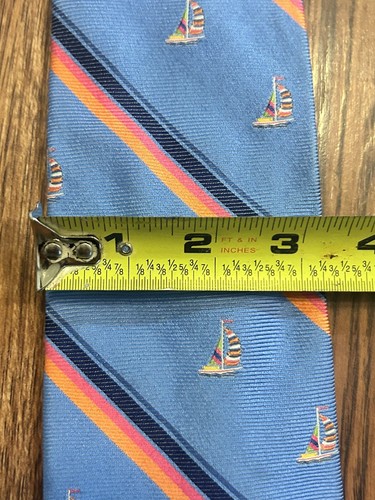 Corbata de cuello de seda pura con estampado de velero a rayas azules Brooks Brothers Makers para hombre 60” - Imagen 5 de 5