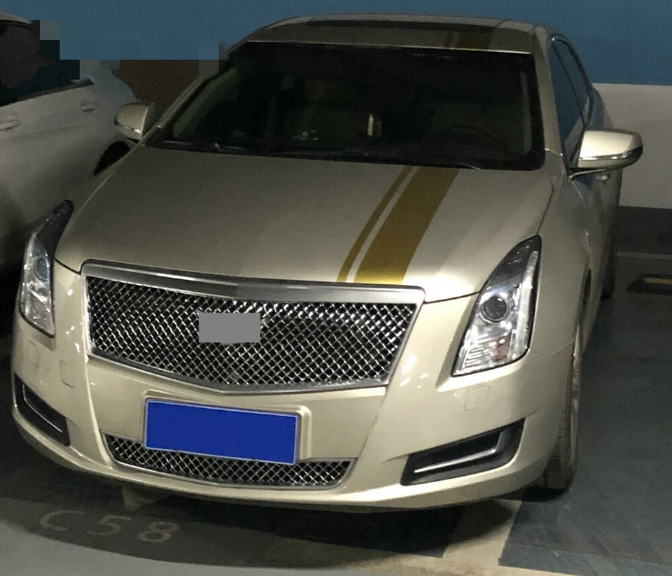 Parachoques de malla delantera cromado de plástico para Cadillac XTS 2013-2017 rejilla superior e inferior Foto 2 de 4