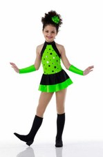 Child XS Jazz Dress Costume Dance SHAKE UP THE PARTY Flourescent Lime