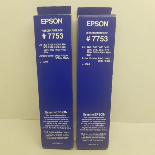 EPSON #7753 Ribbon Cartridge Geniune New Old Stock 2x Sealed