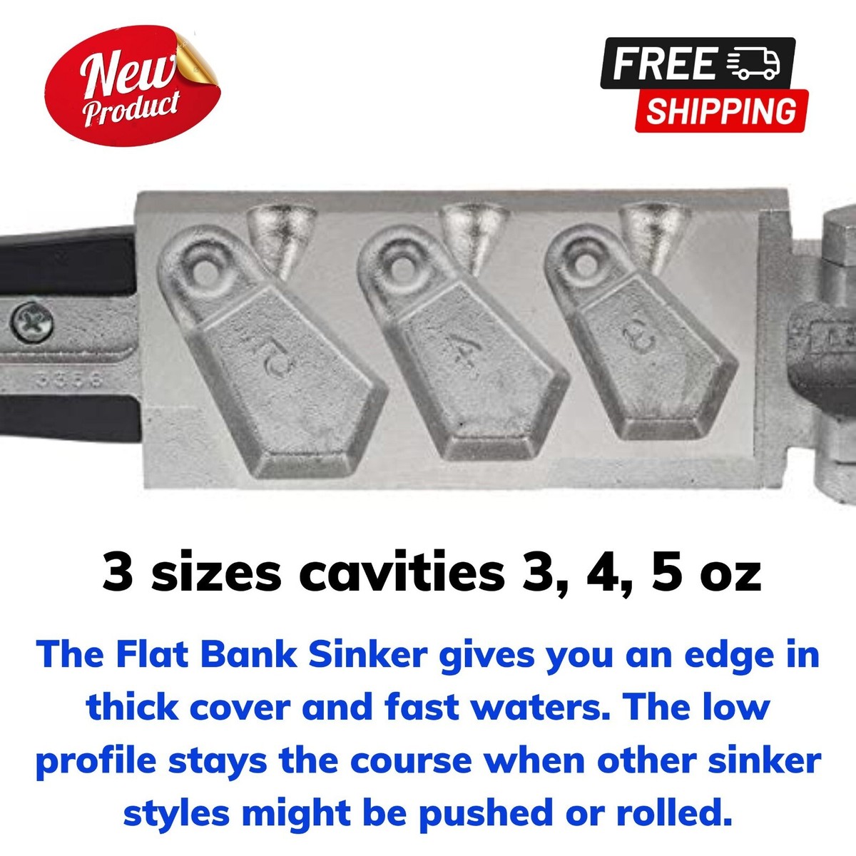 Flat Bank Sinker Mold Sizes Fishing Weights 3,4,5Oz Lead Cast Pour Tackle  Tool