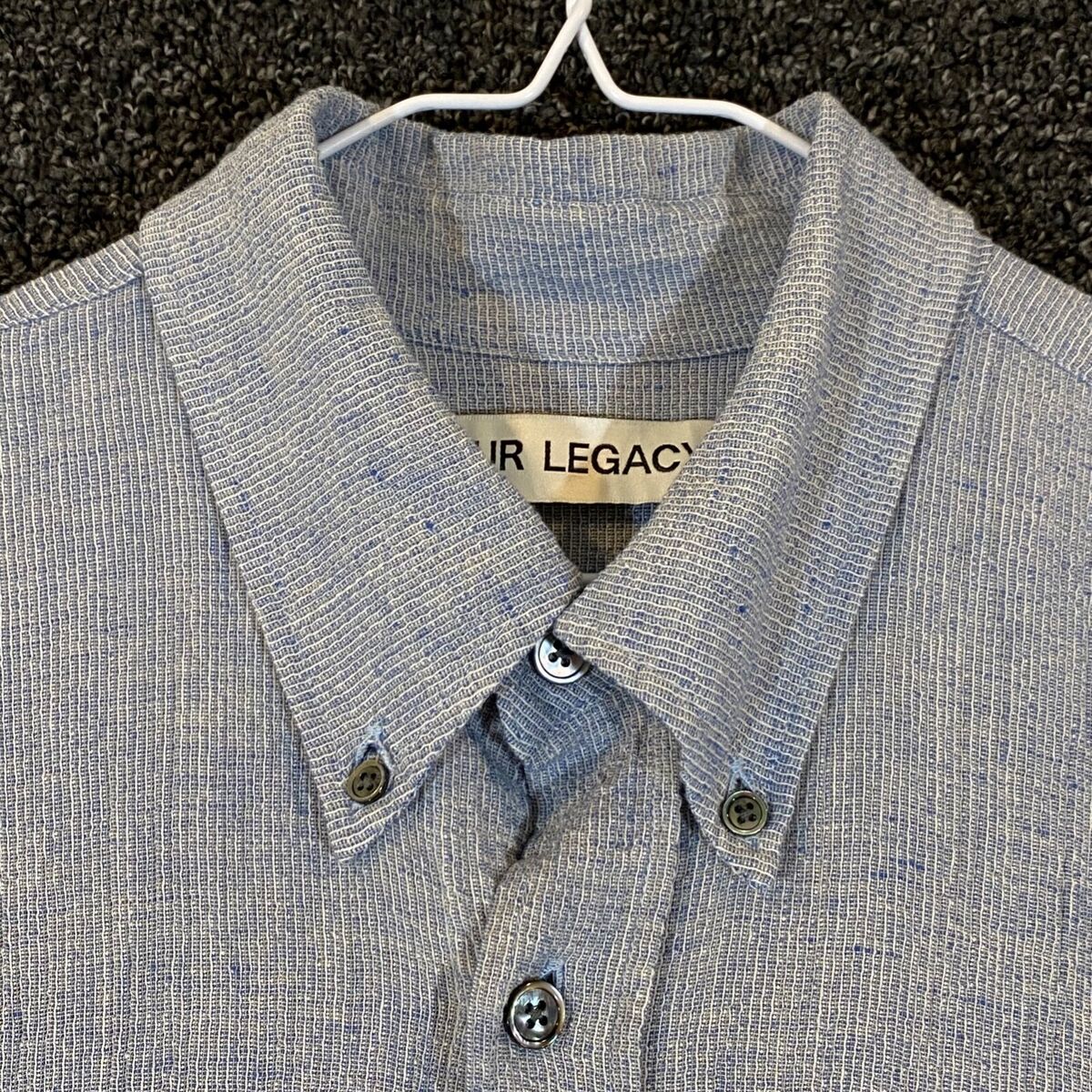 OUR LEGACY Borrowed BD Shirt Mens 48 Light Blue Linen Blend OUR LEGACY Borrowed BD Shirt Mens 48 Light Blue Linen Blend