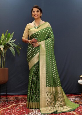 Women's Kanjivaram Pure Soft Silk Saree For Women Pure Golden Zari With Blouse