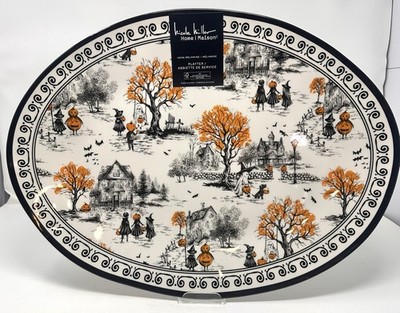 Nicole Miller Large Halloween Oval Melamine Serving Tray 18X13  New
