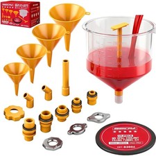 No Spill Coolant Funnel Kit - 19-Piece Radiator Funnel Set, Spill Proof Bleeder