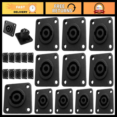 4 Pole Twist Lock Speaker Jack - Square Female Socket Panel Mount (10 Pack)