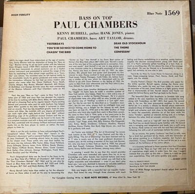 Paul Chambers Quartet / Bass On Top 1957 US Original LP Blue Note