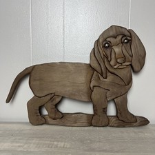 Wood Art Dachshund Puppy Dog Wall Plaque: L 17" x 12" H
