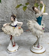 2 x Antique Porcelain Lace Ballerinas - Ackerman & Fritze Rudolstadt Volkstedt