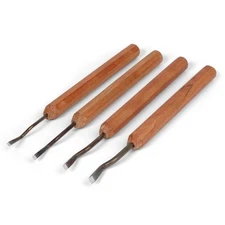 Dockyard Micro Carving Chisels, with Dogleg Tips - Set of 4