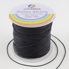 0.8mm Nylon String, Strong Bracelet Durable Cord Black, Black