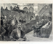 Incisione d'epoca originale stampa a pagina quasi intera 1890 Roma Camera Seduta