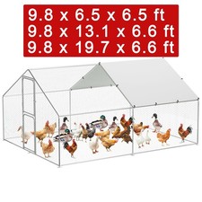 Large Metal Chicken Coop Heavy Duty Walk-in Poultry Cage with Cover for Backyard