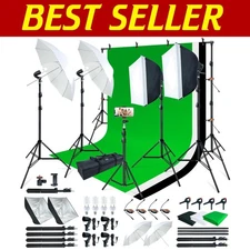 3 Color Background Studio Lighting Kit with Softboxes and High Efficiency Bulbs