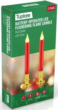 Tupkee Red LED Window Candles   Set of 2 Battery-Operated Flameless Christmas...