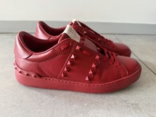 Valentino Garavani Red Studded Rockstud Leather Sneakers