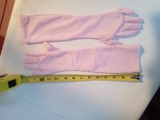 LIGHT PINK PAGENT GLOVES LITTLE GIRLS HANDS MED SZ 3 ONE SZ FITS MOST 14" LONG