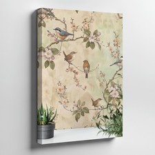 Vintage Birds And Blossoms Canvas Wall Art Floral Nature Print Home Decor