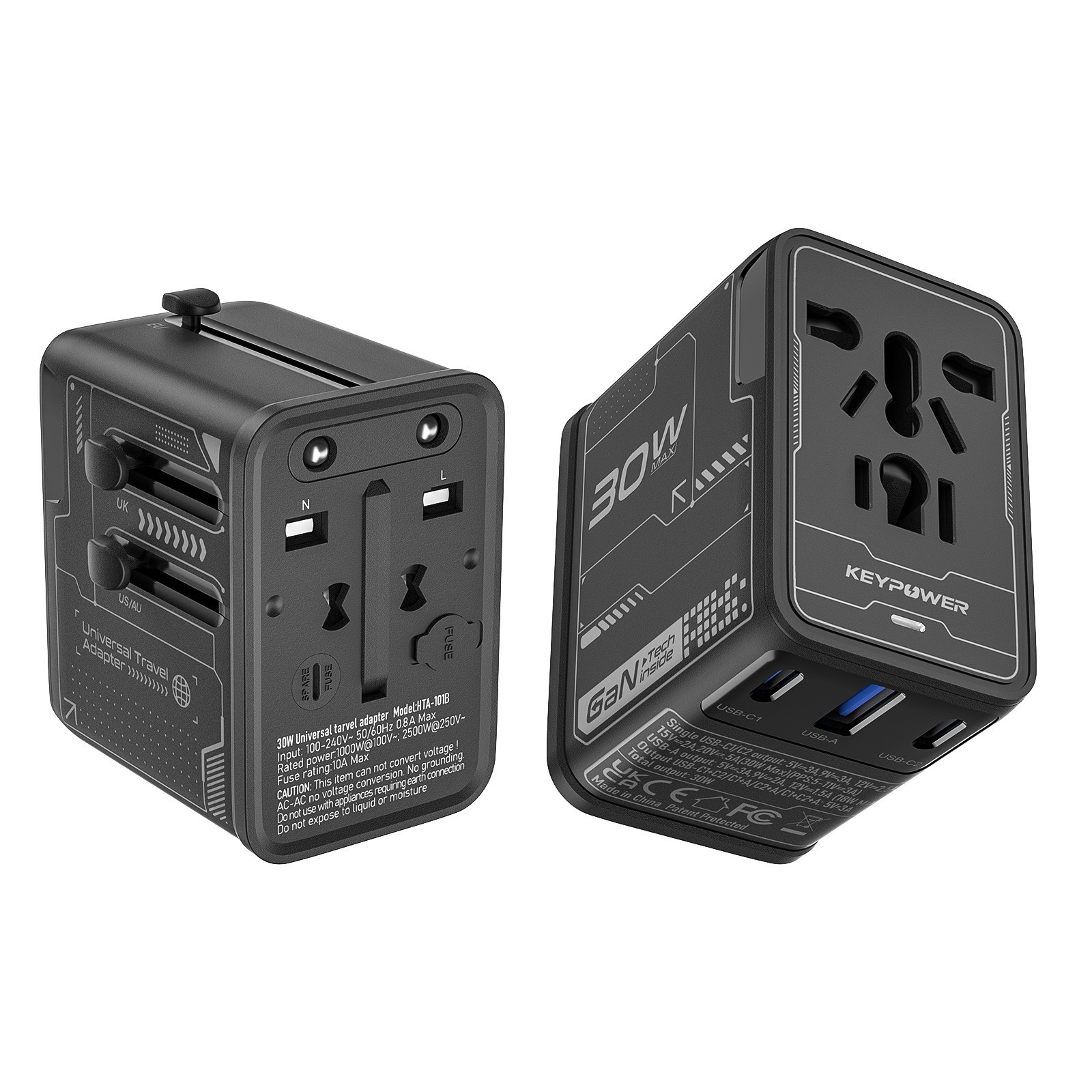 2-PK Universal Travel Adapter Converter International USB Charger AC Power Plug
