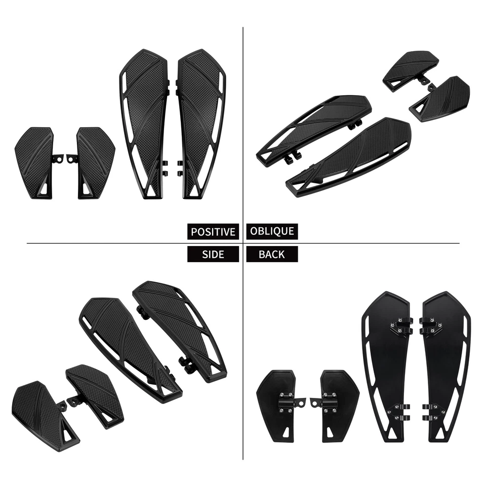 Black Front Rear Floorboards Foot Pegs Footboards For Harley Street Road Glide Foto 2 de 4