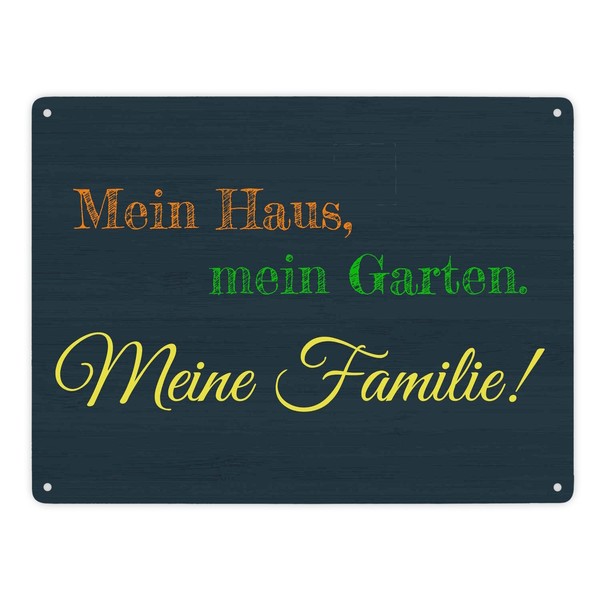 Mein Haus, Mein Garten. Meine Familie Metallschild XXL In 28X38 Cm Mit Spruch-image