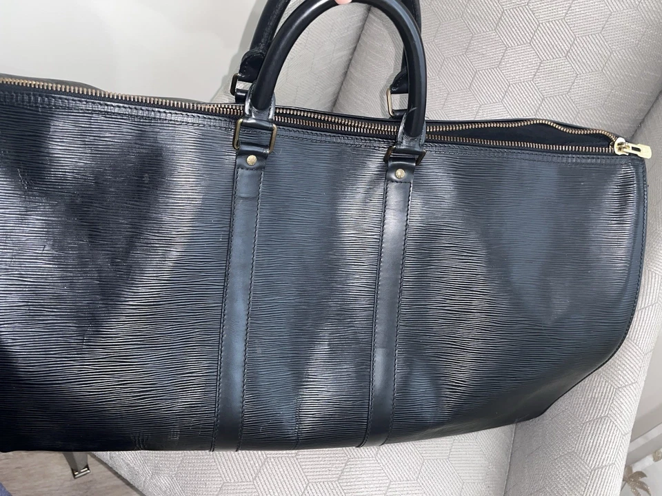 Autêntica bolsa de viagem Louis Vuitton unissex Keepall 50 preta - Imagem 2 de 4