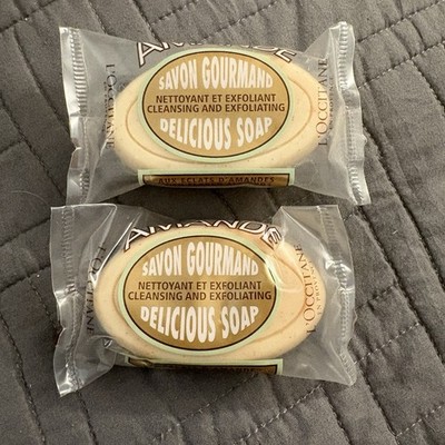 New X2 Sealed L'Occitane Almond Amande Cleansing & Exfoliating Soap 1.7 oz / 50g