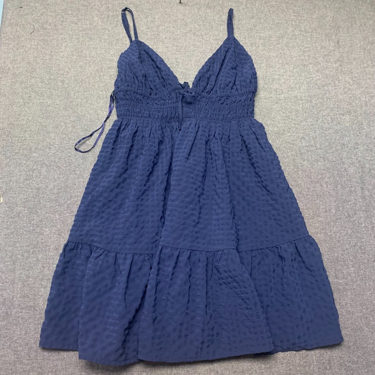 Aeropostale Women's Babydoll Dress Size S Blue Smocked Sleeveless