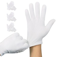3 Pairs White Cotton Gloves, Premium Cotton Gloves for Dry Hands Sleeping, Wh...
