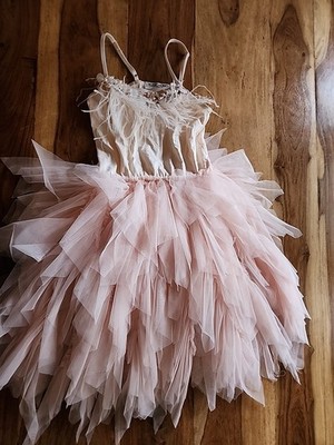Nubichong Girls Tuille Pink Ballerina Jewel Feather Ballerina Dress Up Tutu...