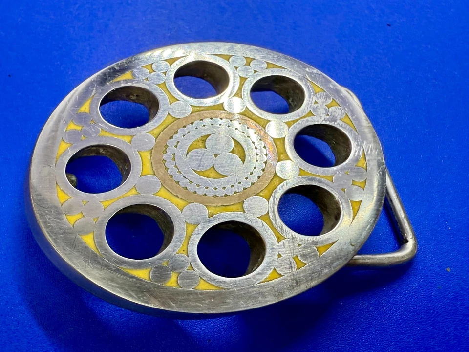 Ремень сварщика ремесленника искусства абстрактный открытый работы круги круглый серебристый цвет пряжка - Изображение 3 из 4